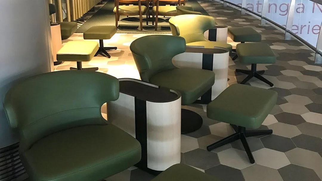Seating area at Blossom SATS lounge, Terminal 4, International Departures.