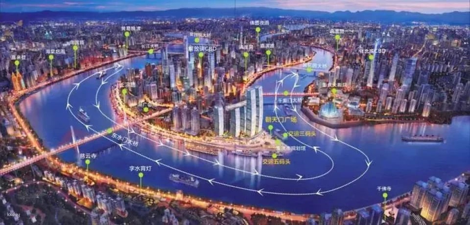 Chongqing Two Rivers Cruise Night View Boat: Hongyadong/Chaotianmen Wharf optional | Night view of the two rivers and four banks