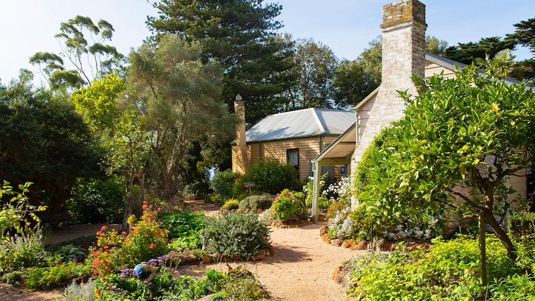 Historic cottage and garden on Churchill Island, Phillip Island Nature Parks.