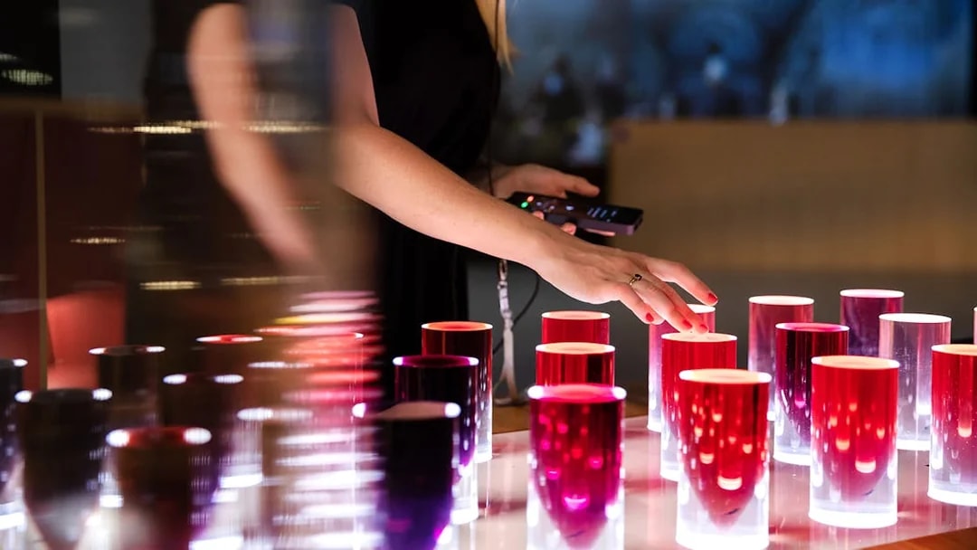 Interactive wine display at Cite du Vin in Bordeaux.