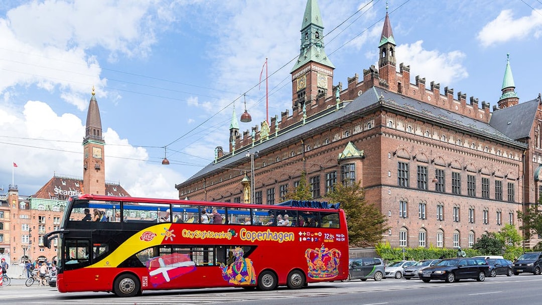 City Sightseeing bus in front of Copenhagen City Hall.