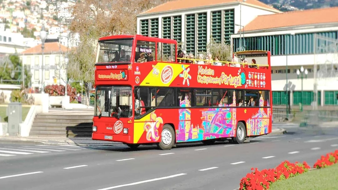 City Sightseeing hop on hop off tour bus in Funchal, Madeira.