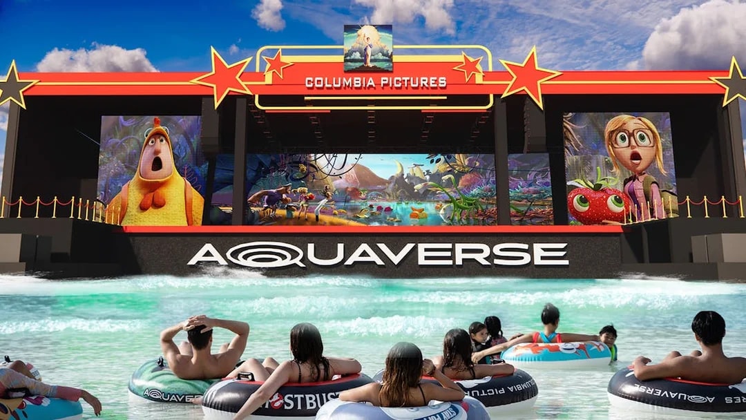 Visitors in tubes watching a Columbia Pictures Aquaverse show in Pattaya.