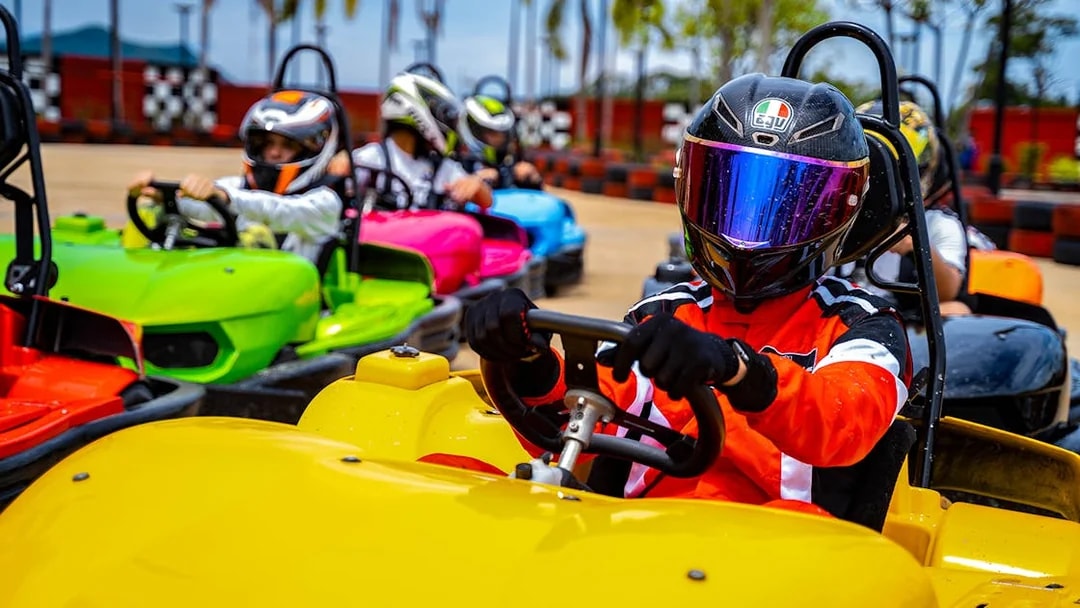 Go-kart racing at Columbia Pictures Aquaverse Pattaya.