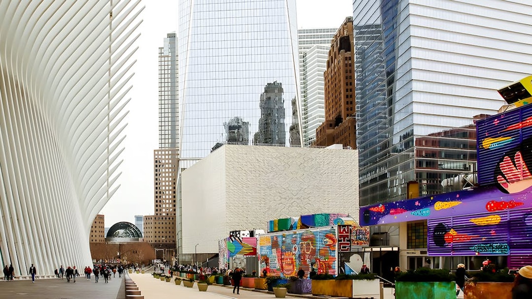 One World Trade Center and the World Trade Center Transportation Hub in New York City.