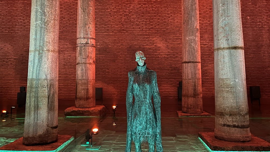 Basilica Cistern statue and columns, Istanbul Hop-On Hop-Off Bus Tour.