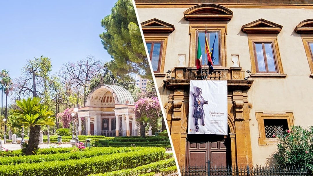 Botanical Gardens of Palermo and Regional Antonino Salinas Archaeological Museum facade.
