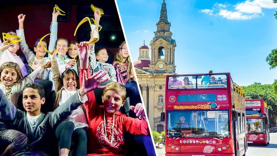 Combo Combo: Malta 5D Audio-Visual Show Tickets + Malta Hop-On Hop-Off Bus Tour with Harbor Cruise, Valletta