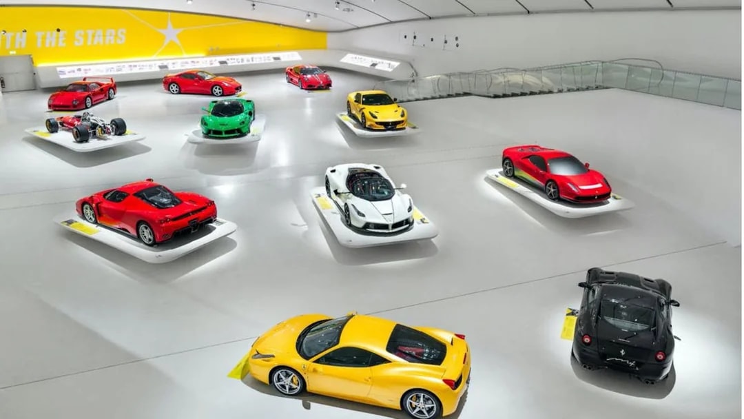 Ferrari cars displayed at Maranello Ferrari Museum, part of the combo ticket with Modena Enzo Ferrari Museum.