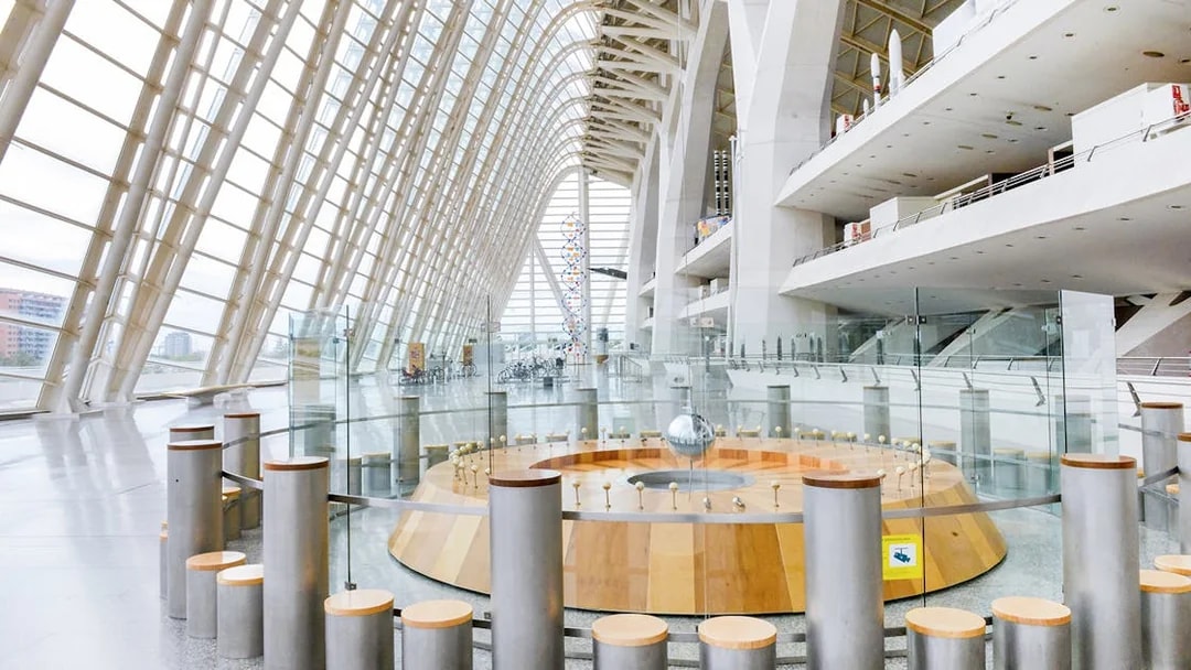Interior of Valencia's Science Museum with modern architecture and interactive exhibits.
