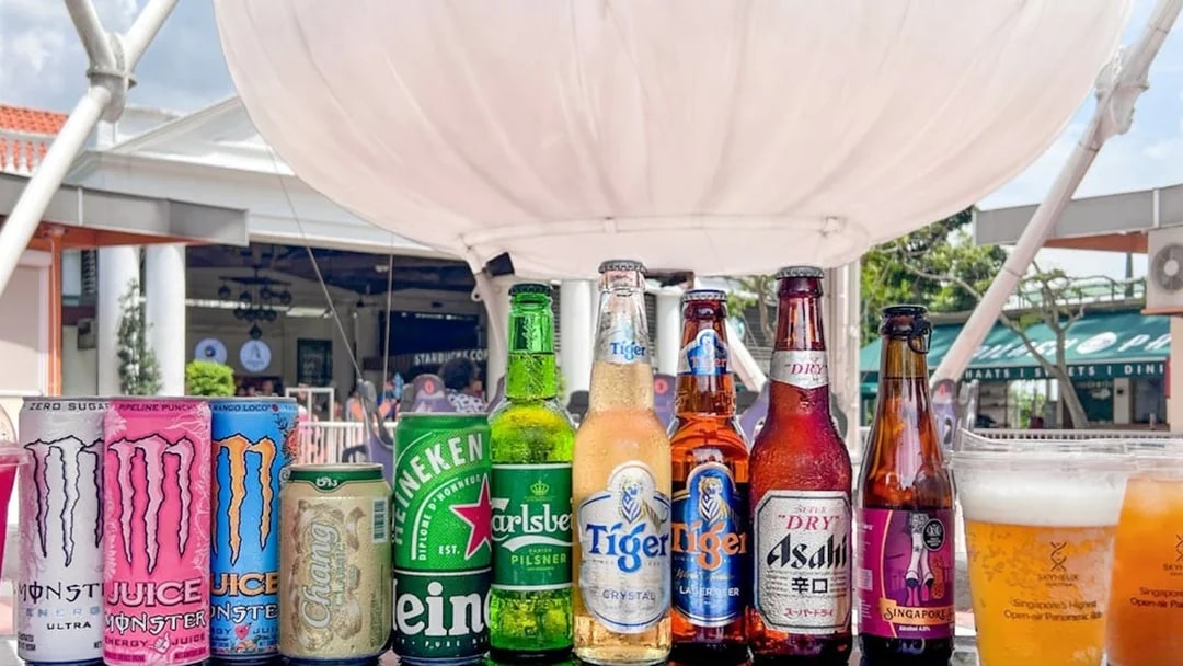 Assorted drinks available at SkyHelix Sentosa, Singapore's highest open-air panoramic ride.