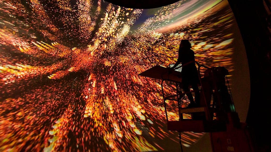 Interactive light show at This is Holland experience in Amsterdam.