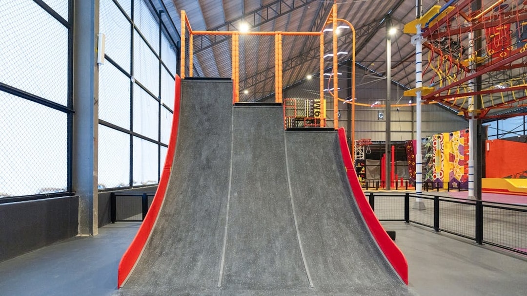 Indoor extreme park ramp at Monkey Canopy Resort.