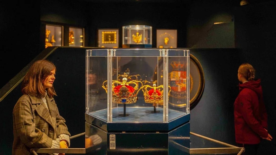 Crown jewels on display at Rosenborg Castle, Copenhagen.