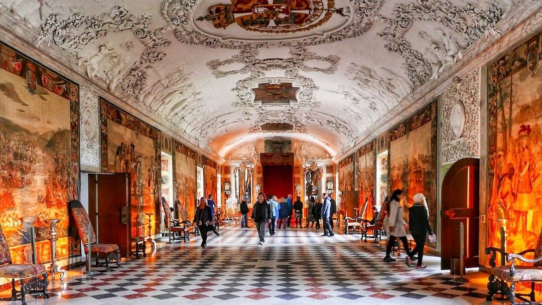 Frederiksborg Castle interior with visitors, part of Copenhagen Card attractions.
