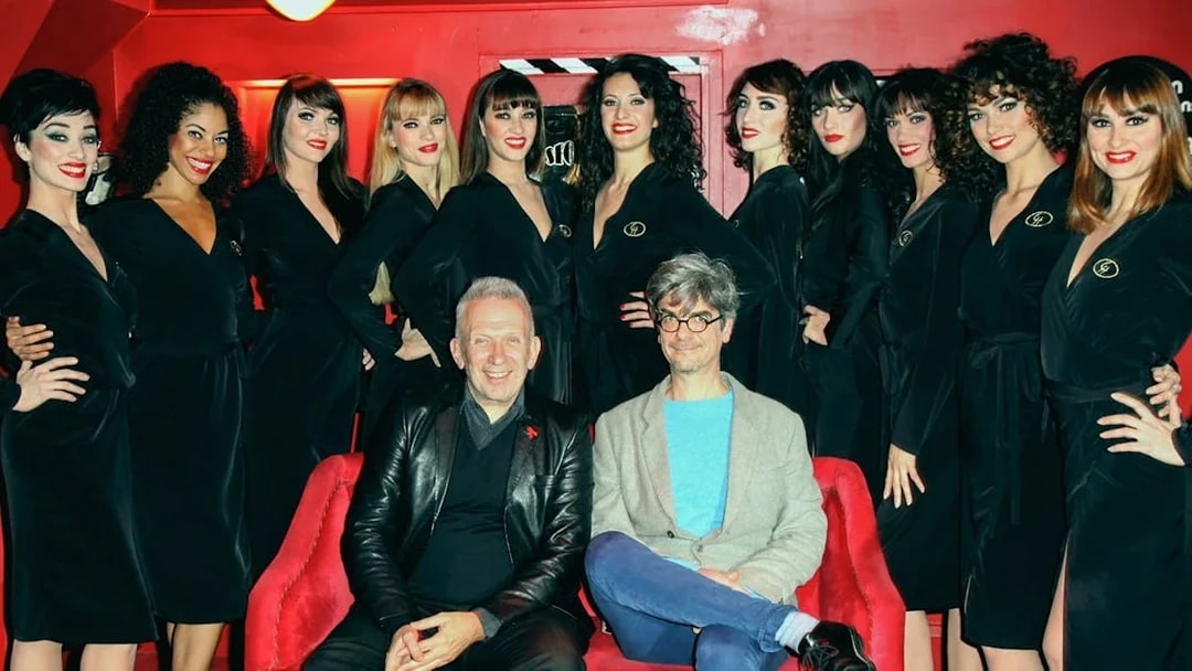Performers with Jean-Paul Gaultier at Crazy Horse Show, Moulin Rouge, Paris.