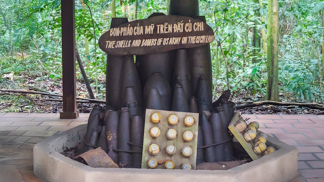 US army shells and bombs display at Cu Chi tunnel, Vietnam.