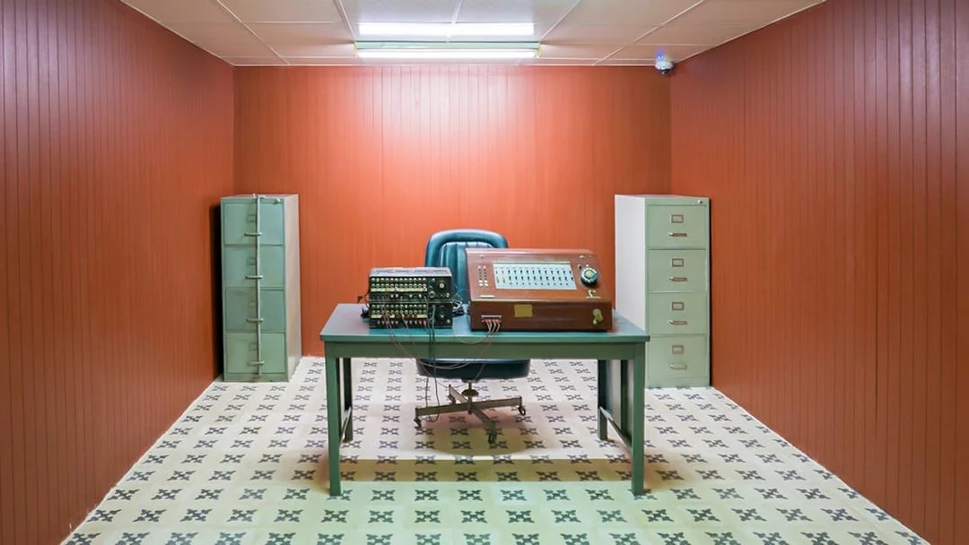 Antique radio transmitter in bunker room, Independence Palace, Vietnam.