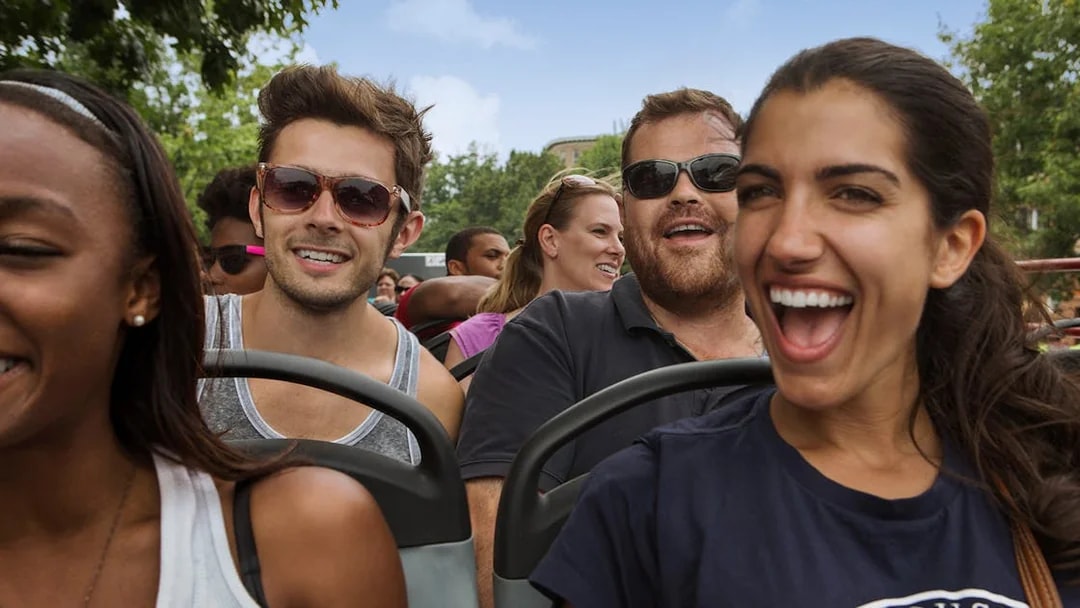 Tourists enjoying Big Bus Hop-On Hop-Off Tour in Washington DC.