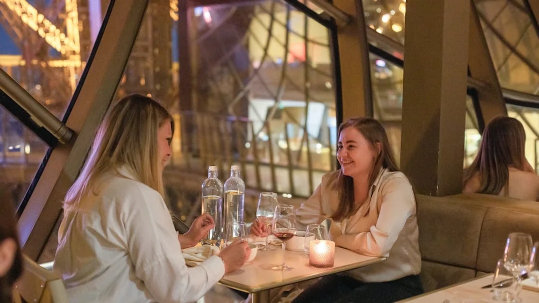 Dinner at Madame Brasserie, Eiffel Tower with view of Paris skyline.