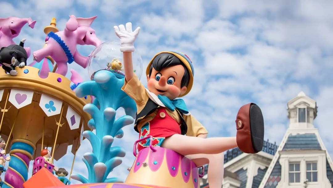 Pinocchio figure on parade float at Animal Kingdom, Walt Disney World Resort, Orlando.