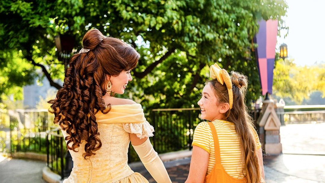 Child meeting a princess at Disneyland Park, California.