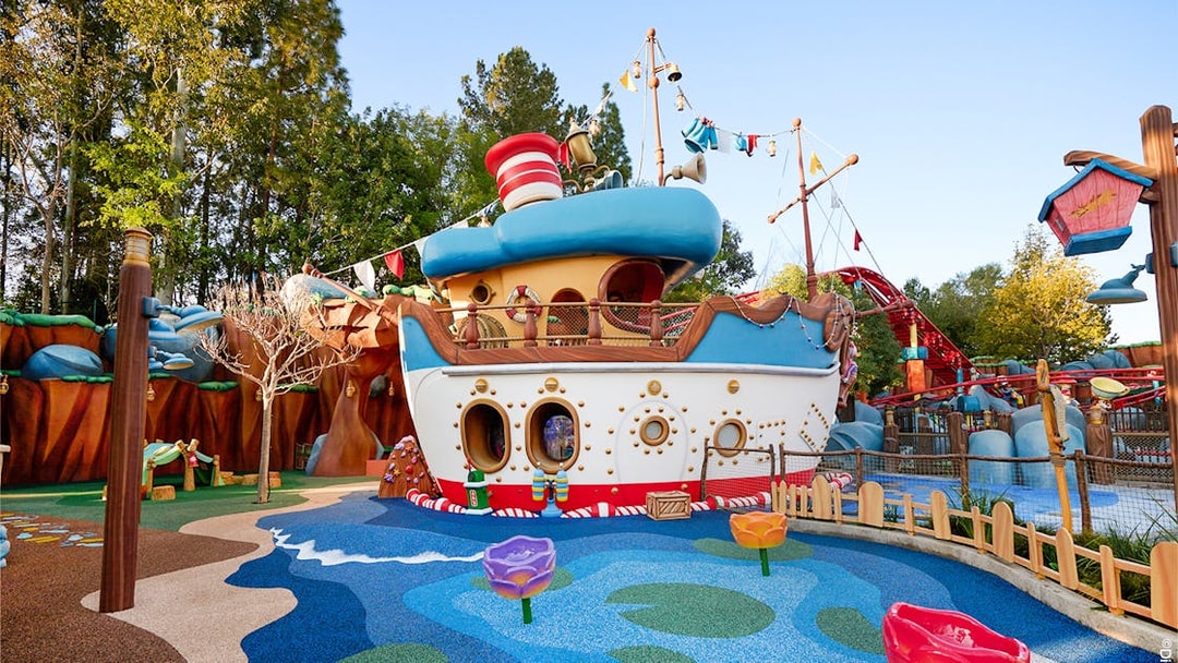 Mickey's Toontown boat attraction at Disneyland Park, California.