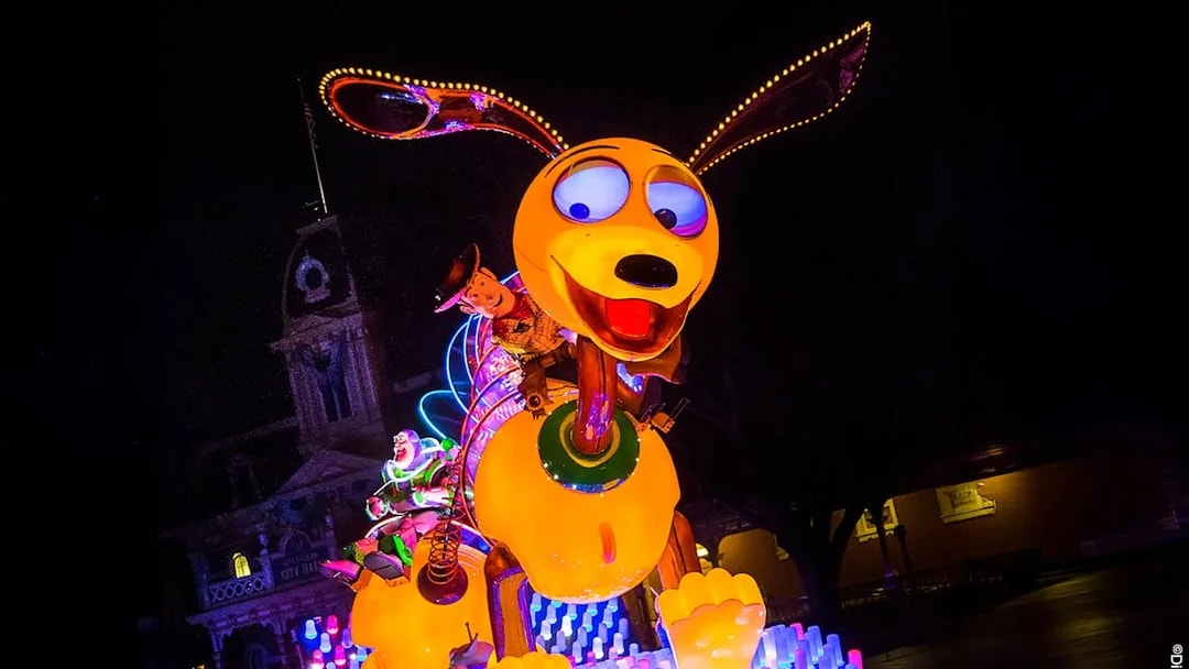 Slinky Dog ride with Woody and Buzz Lightyear at Disneyland Park, California.