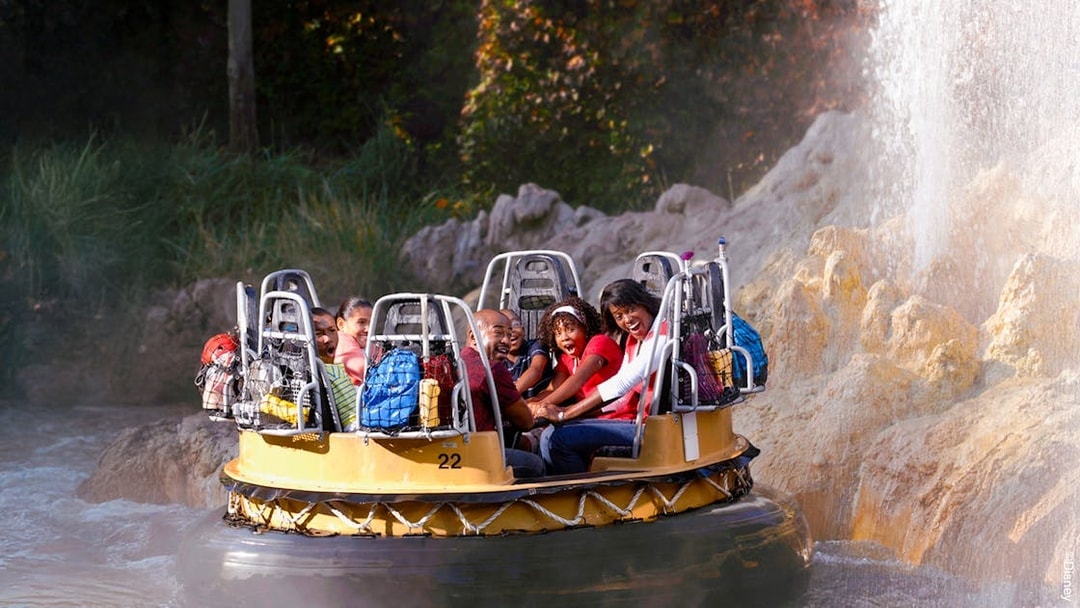 Rafting adventure on Grizzly River Run at Disneyland Adventure Park, California.