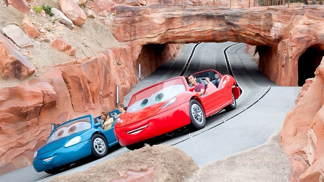 Radiator Springs Racers ride at Cars Land, Disneyland Adventure Park, California.