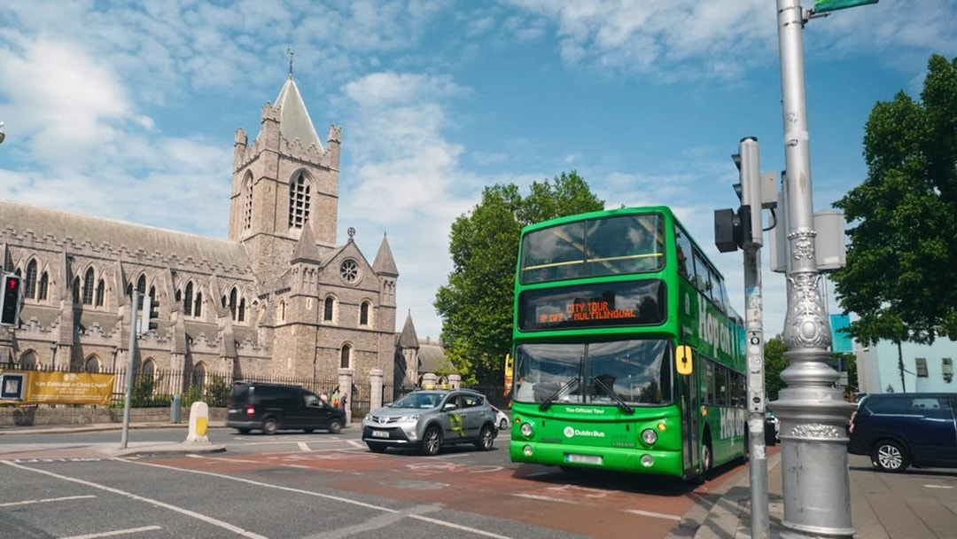 Hop on hop off bus near Christ Church Cathedral, Dublin.