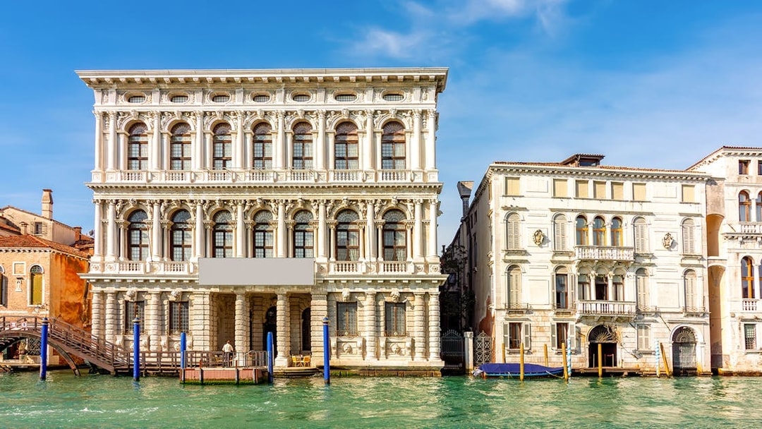 Venetian palazzo facade along the Grand Canal, part of Doge Palace & Full Venice Museums Pass.