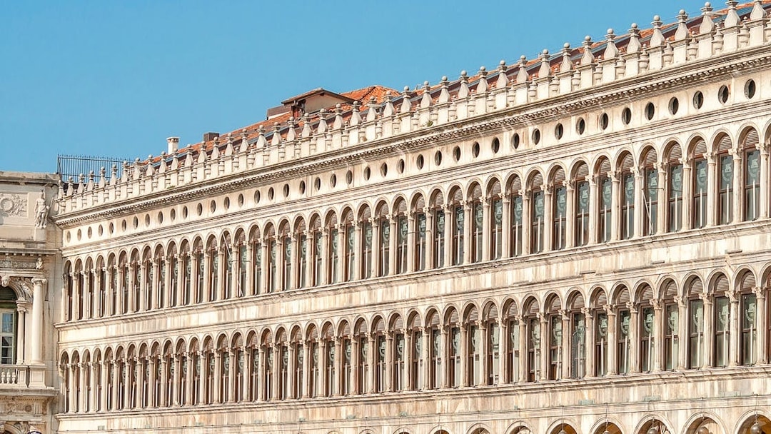 National Archaeological Museum facade with arched windows, Venice.
