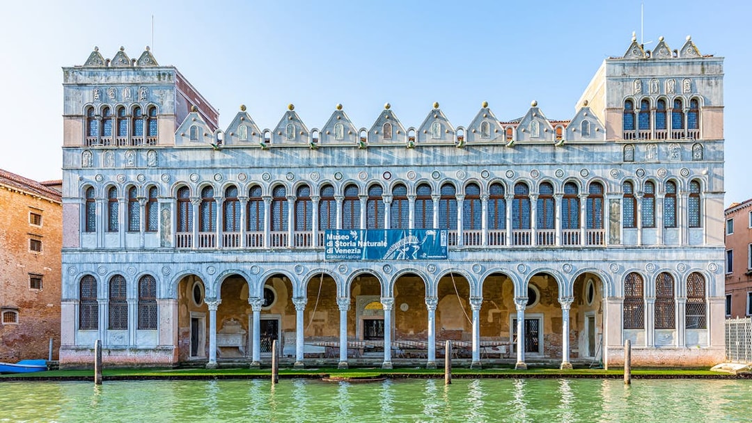 Venice Natural History Museum facade along the canal, part of Doge Palace & Museums Pass.