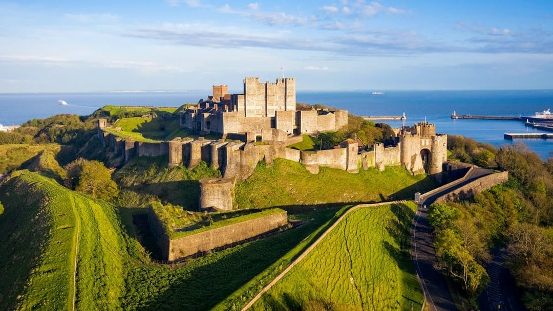 Dover Castle overlooking the English Channel, view from London tour.