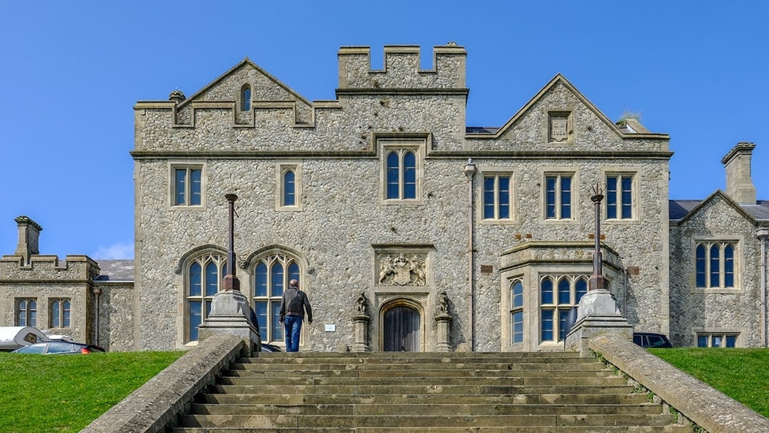 Officers New Barracks with stone steps leading to historic building entrance.