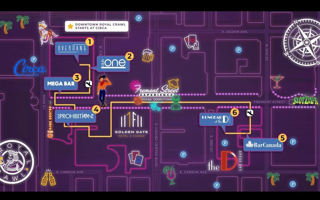 Downtown Las Vegas Self-Guided Bar Crawl 5 Bars, 5 Drinks, Poker Game and Prizes Image 6