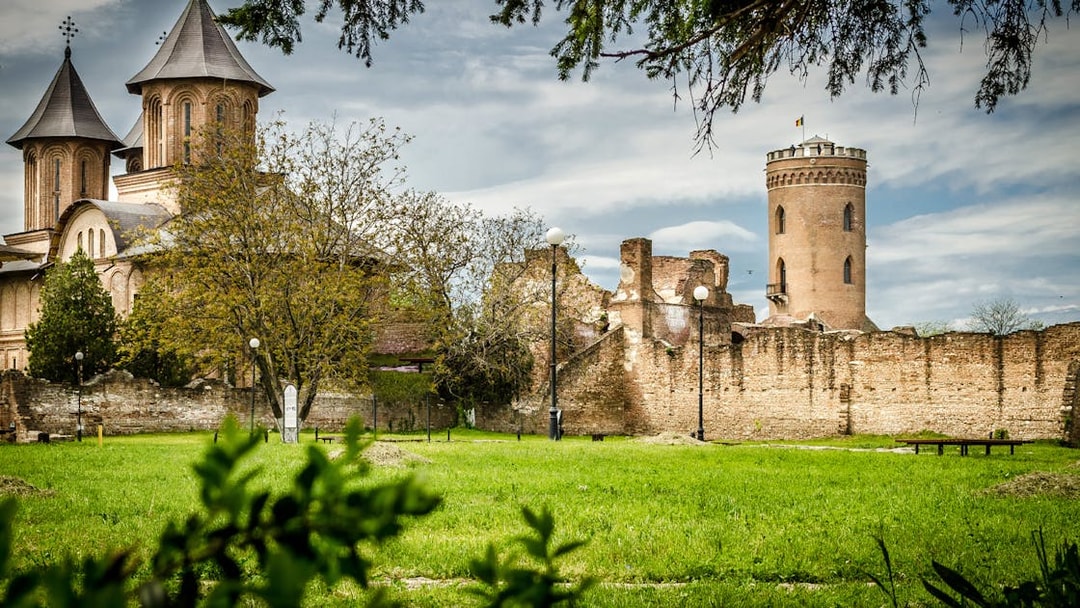 Medieval fortress and church in Târgoviște, Romania, linked to Dracula's history.
