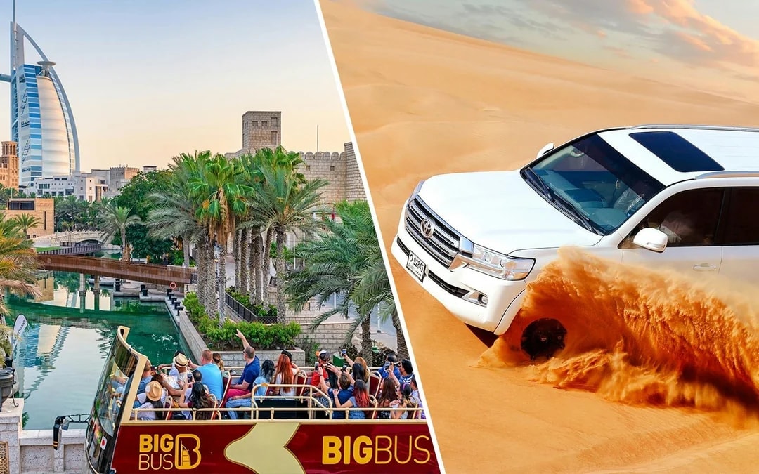 Combo: Dubai Hop-on Hop-off Bus Tour + Desert Safari & Dune Bashing Image 1