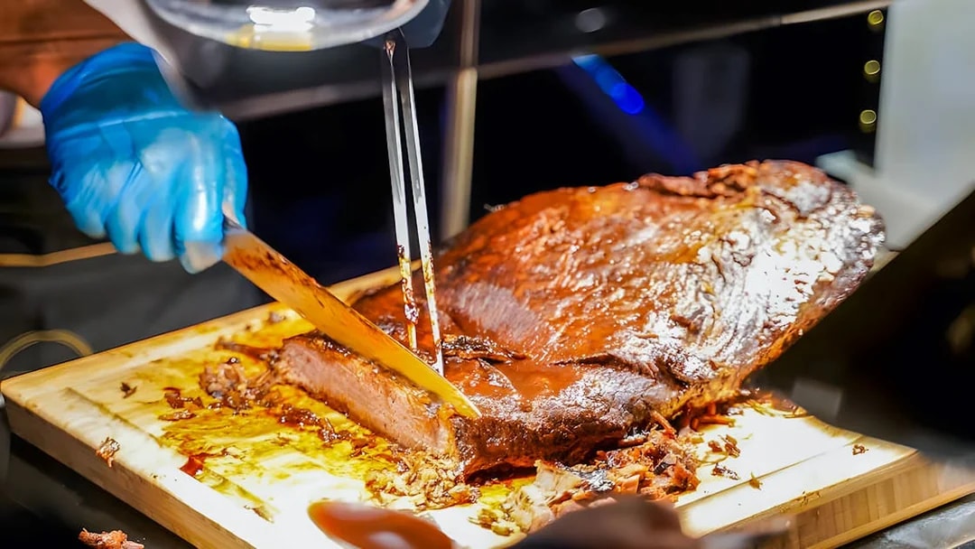 Barbecue station on 2-hour luxury dhow dinner cruise in Dubai.