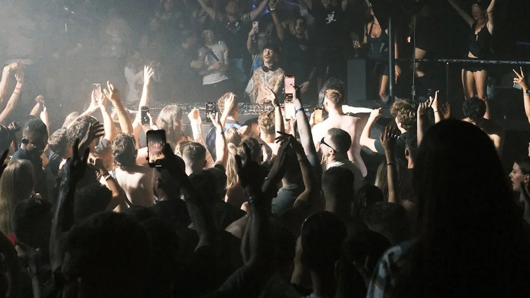 Crowd enjoying a DJ performance at Eden nightclub on a Tuesday event.