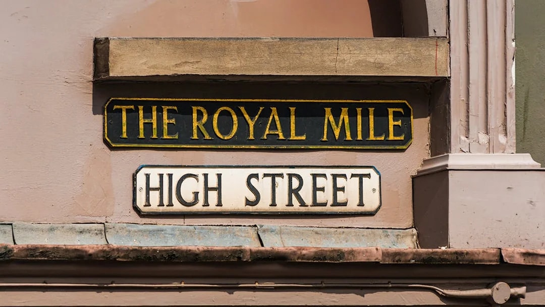 Royal Mile street sign in Edinburgh, Scotland.