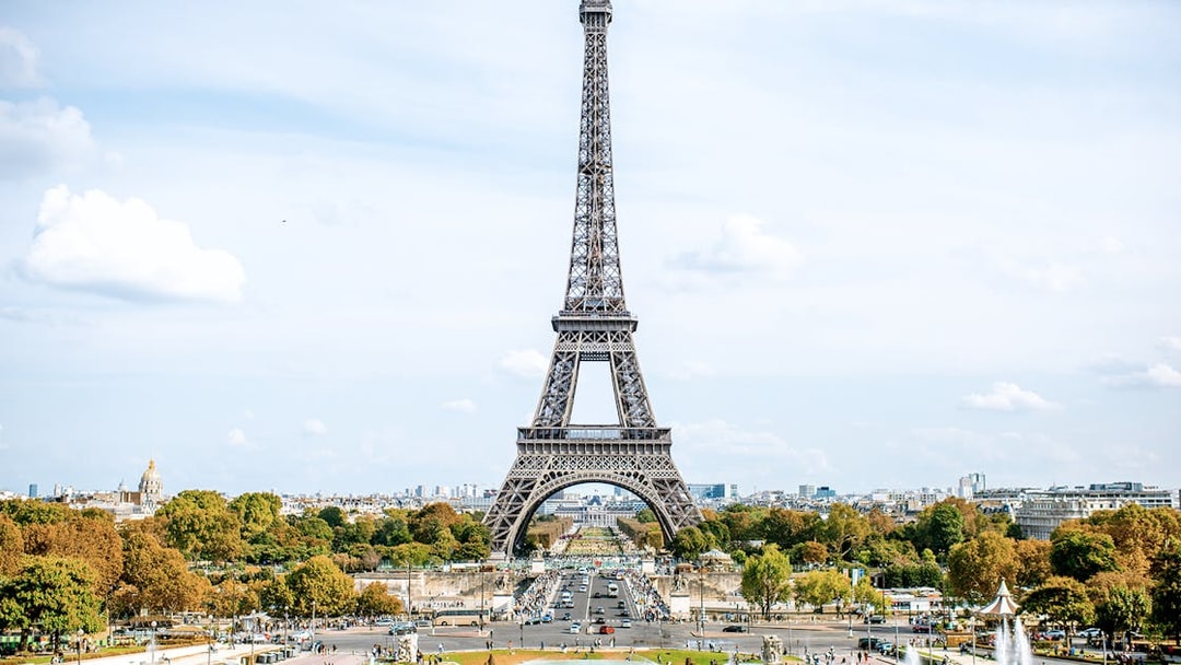 Eiffel Tower with Paris skyline on a city tour.