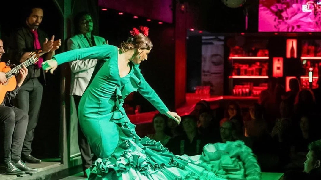 Flamenco dancer performing at El Duende by Tablao Cordobes, Barcelona.