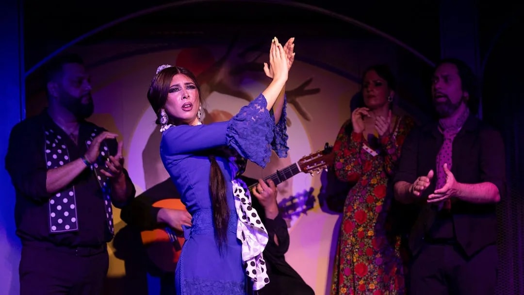 Flamenco dancer performing at El Duende by Tablao Cordobes Flamenco Show in Barcelona.