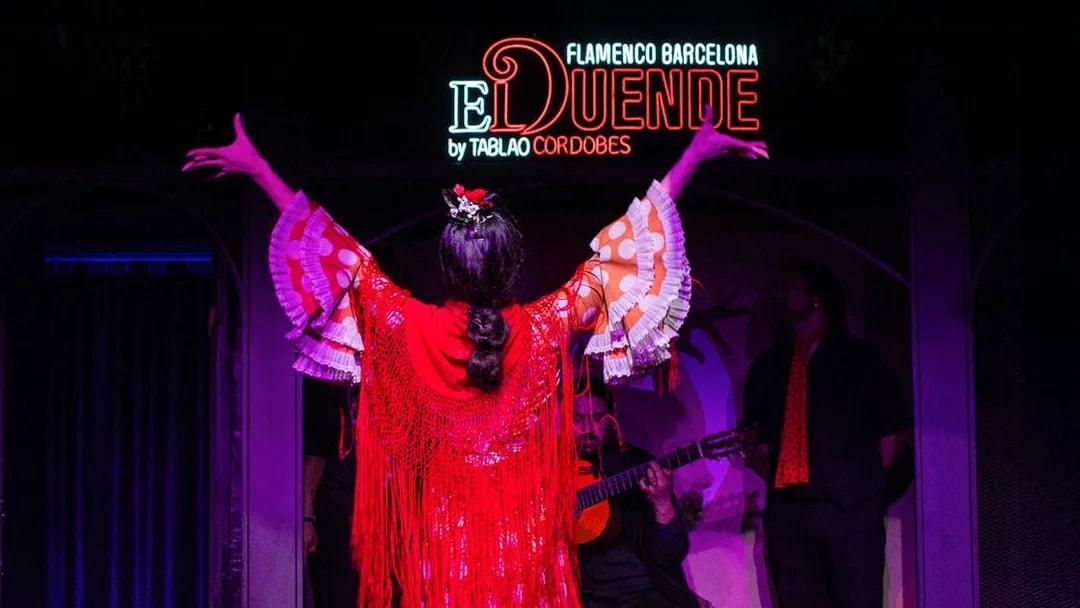 Flamenco dancer performing at El Duende by Tablao Cordobes in Barcelona.