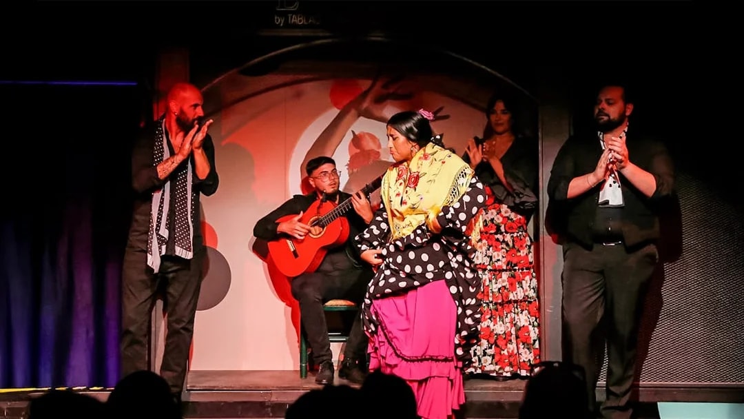 Flamenco performers on stage at El Duende by Tablao Cordobes, Barcelona.