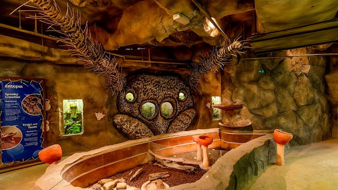 Entopia Penang exhibit featuring a giant insect sculpture and educational displays.