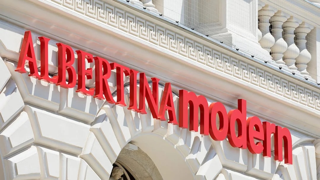 ALBERTINA MODERN entrance sign in Vienna.