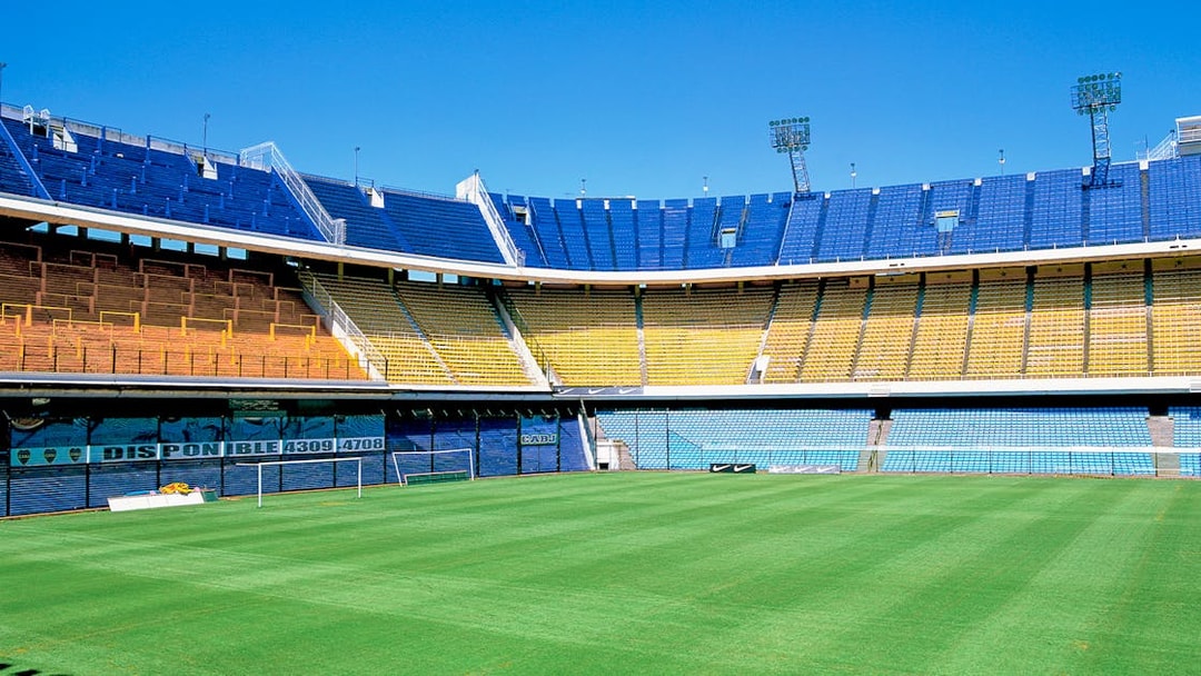 Boca Juniors Stadium empty stands and field in Buenos Aires.
